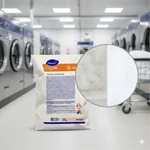 Lupa mostrando la eliminación de manchas difíciles en fibras textiles blancas con Clax 3Sp1.