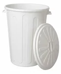 Cestos de Residuos Nuva 68L. Diseño redondo blanco, sin tapa y con manijas reforzadas. Ideal para gastronomía, hoteles y lavanderías industriales.