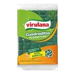 Pack de 96 unidades de esponjas Virulana Cuadraditos Plus Activa, esponja de acero con jabón desengrasante.