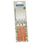 Tenedor de mesa Tramontina línea Dynamic con mango de madera, pack mayorista de 60 unidades (20 blisters de 3 unidades).