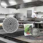 Detalle del rulo de acero inoxidable del estropajo Dea para remoción de grasa quemada.