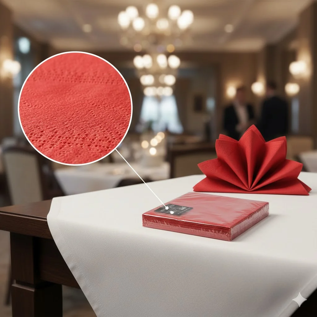 Bouquet Servilleta 25un Doble Pliegue 33cmx33cm Roja (48)