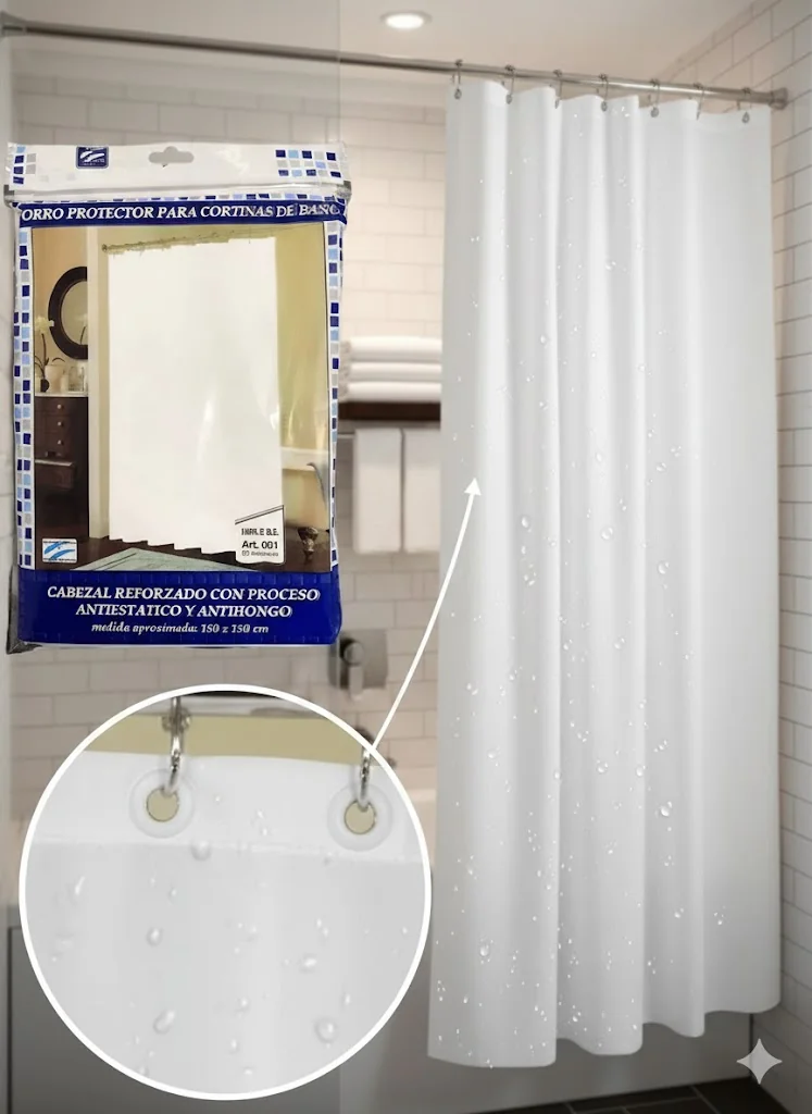 Eliplast Protector de cortina 50 micrones economico con ganchos (60)