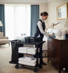 Detalle de las ruedas de alto tránsito del carro hotelero Italimpia Junior.