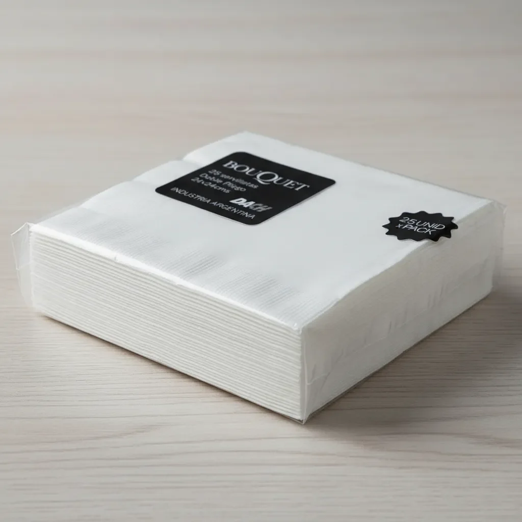 Bouquet Servilleta 25un Doble Pliegue 33cmx33cm Blanca (48)