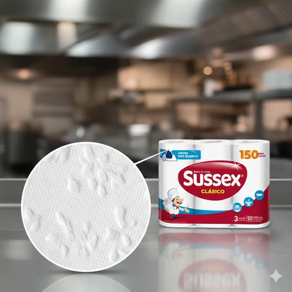 Sussex Rollo Cocina 3un 50 Paños Clasico Mas Blanco (10)