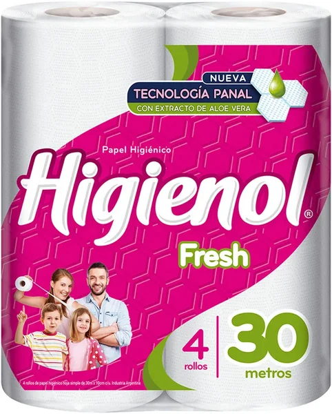 Higienol Papel Higienico 30mt 4un SH Fresh con Aloe 1618 (12)