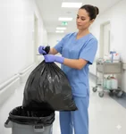 Personal de con guantes de nitrilo color lavanda para garantizar inocuidad.