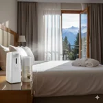 Ambiente de habitación de hotel con aroma Duvet de Saphirus, sensación de frescura y ropa limpia.