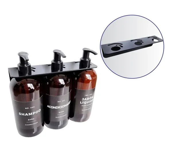 _Jeirut Dispenser Shampoo 500ml Acondicionador Jabon Soporte Pared X3 (1)