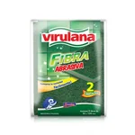 Fibra abrasiva verde Virulana para limpieza profunda en cocinas industriales y lavaderos.